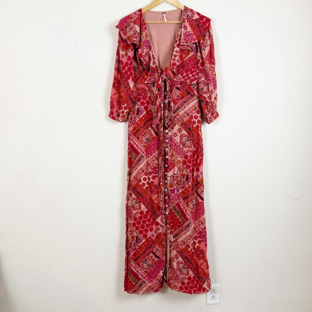Free People Lennon Floral Button Front Maxi Dress Size Medium